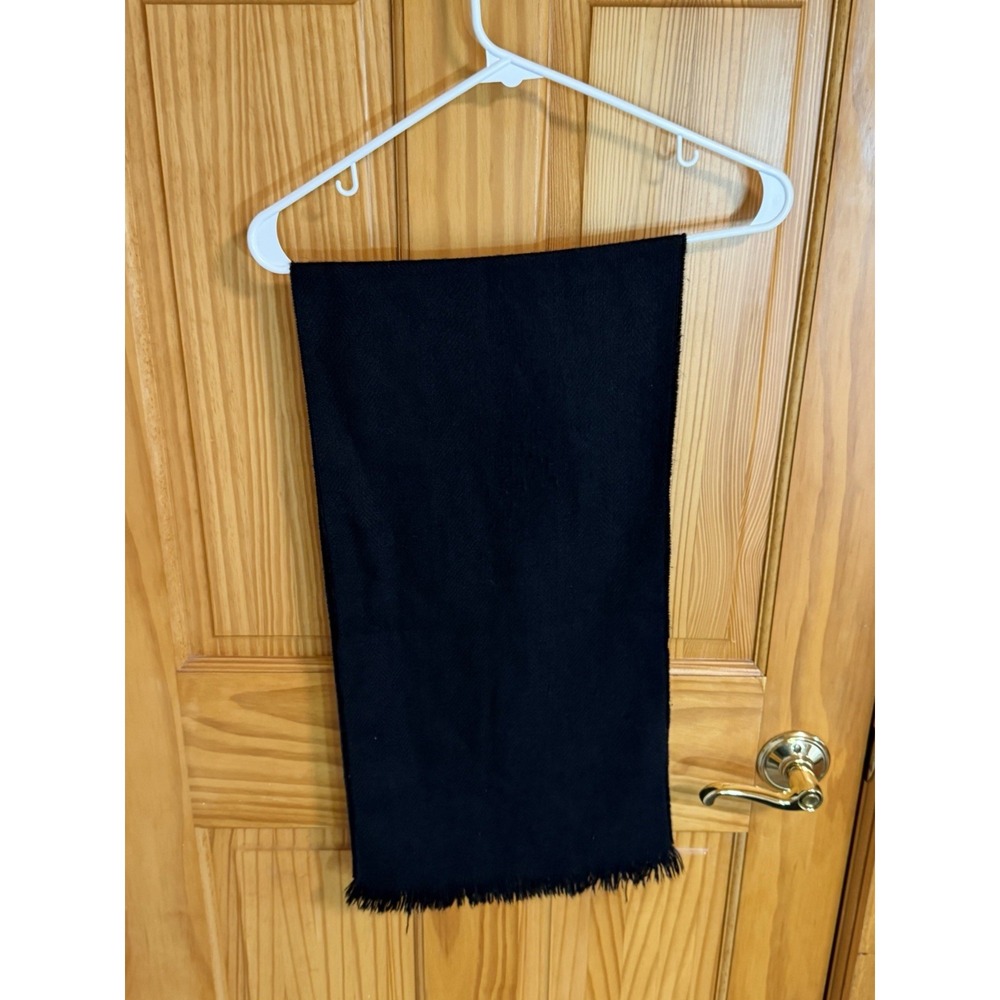 Vintage Cisco Orlon Acrylic Scarf Black Dupont Fringed Made USA 1960's Classic